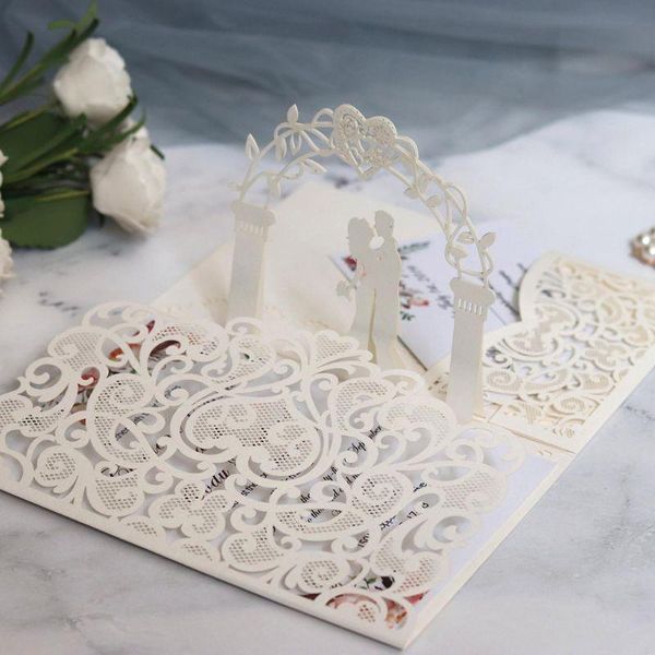 

10pcs cut hollow heart shape wedding invitations card party supplies x5qb greeting cards
