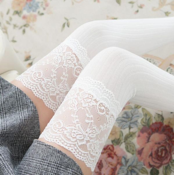 

socks & hosiery women's stockings warm thigh high over the knee long cotton lace up medias winter sexy, Black;white