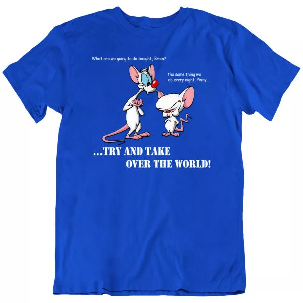 

rat mouse tee cartoon pinky, the brain quotes same thing animation t-shirts new, White;black