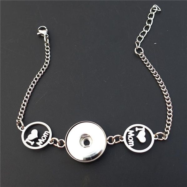 

charm bracelets stainless steel i love mom 18mm snap buttons bracelet jewelry mother's day gift, Golden;silver