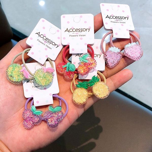 

2pcs/lot cartoon fruit bb clips kids hairpins children headwear baby headdress elastic hair bands girls accessories, Slivery;white