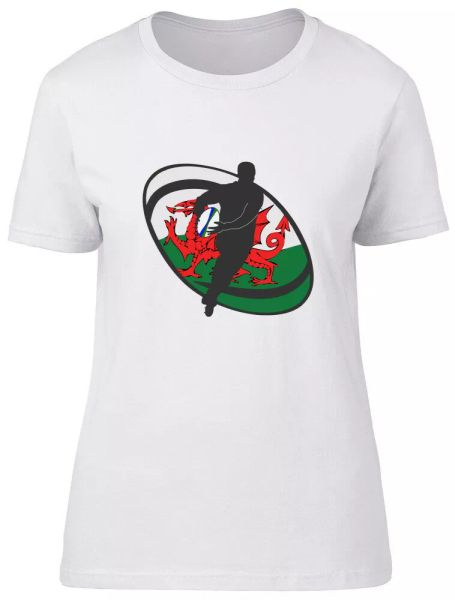 

wales rugby ladies womens fitted t-shirt, White;black