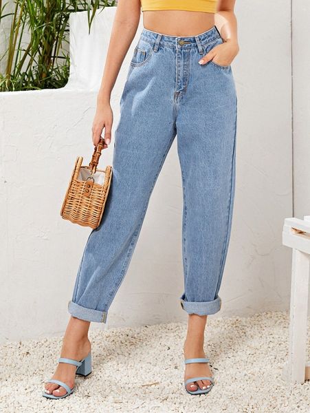 

high waist straight leg jeans n1xr#, Blue
