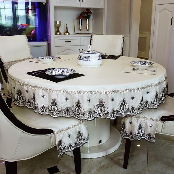 

solid color lace leather tablecloth chair cover oilproof waterproof table cloth round rectangle dining mat party decor