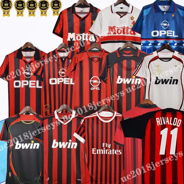 

1993 1994 1995 96 97 06 07 retro soccer jerseys home away weah baggio baresi shevchenko kaka ronaldo gilardino 99 00 11 12 14 15 third class, Black;yellow