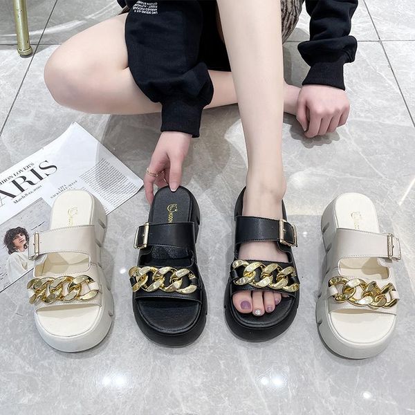 

slippers casual sneaker shoes med slides loafers platform luxury flat soft summer pu fashion leisure house, Black