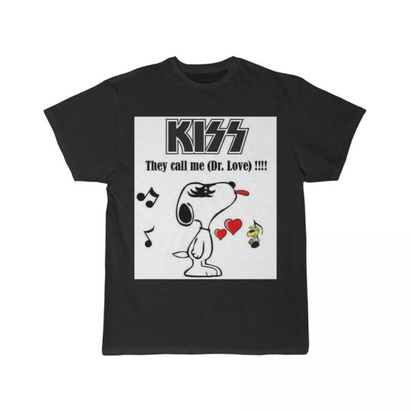 

kiss snoopy they call me dr love men's short sleeve tee, White;black