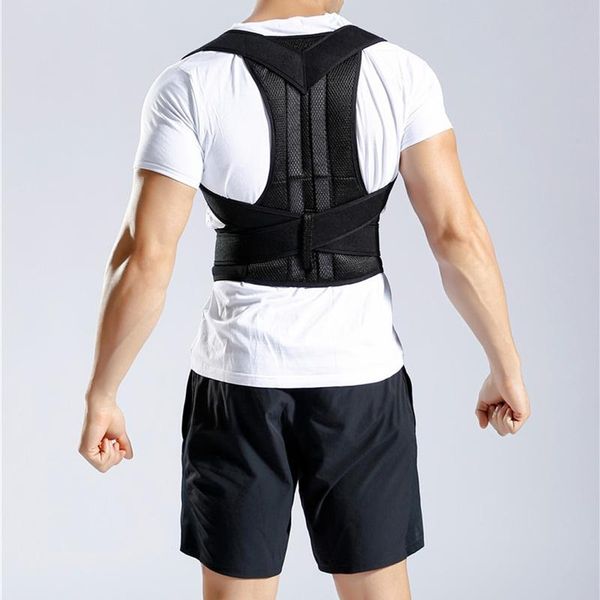 

back support corrector body shape adjustable waist position posture shoulder lumbar brace belt vest, Black;blue