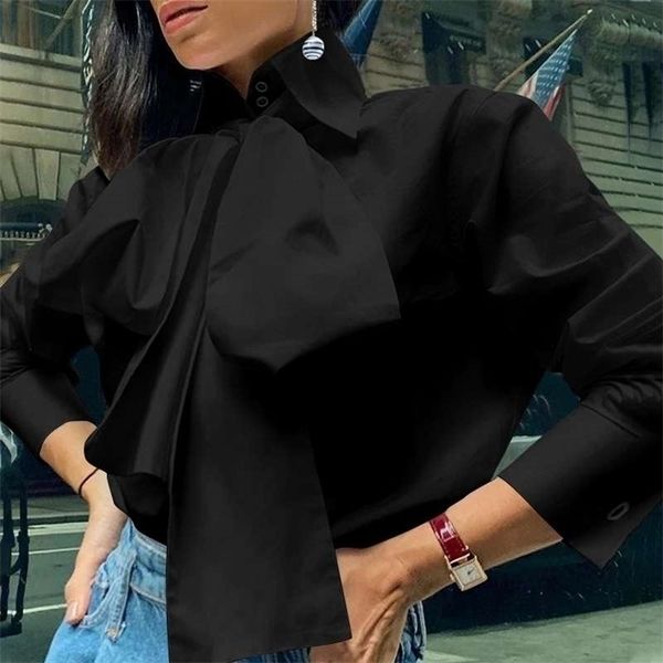 

celmia fashion women bow tie elegant shirt long sleeve white lapel casual office shirts plus size blusas femininas 5xl