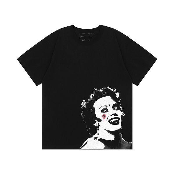 

2121ss tribute to vl mena one portrait t-shirt summer style loose casual big v printing male and female couples clothing size s-xl, White;black