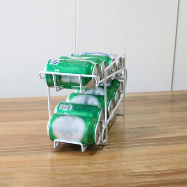 

hooks & rails double-layer can soda storage rack shelf fridge organizer kitchen drink holder