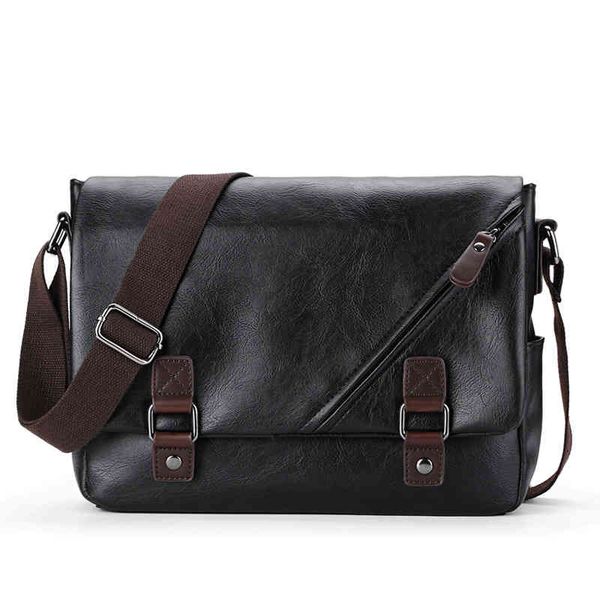 

fashion leisure men's shoulder bag 2021 diagonal cross leather, Black;red