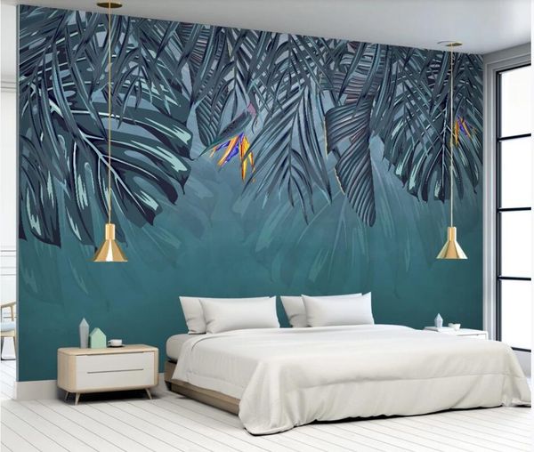 

wallpapers ainyoousem nordic tropical plant leaves tv background wall papier peint papel de parede wallpaper 3d stickers