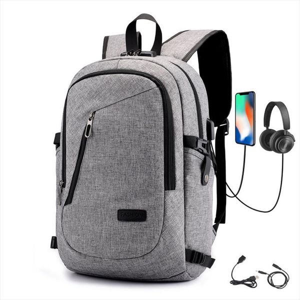 

password lock anti theft backpack men 15.6 inch lapmale usb charging oxford school bag for boys teen