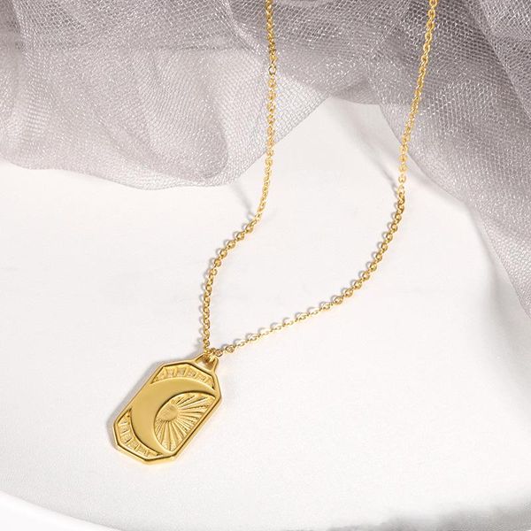 

pendant necklaces fashion moon geometry vintage women's jewelry amulet plated female men's chain zodiac sun, Silver