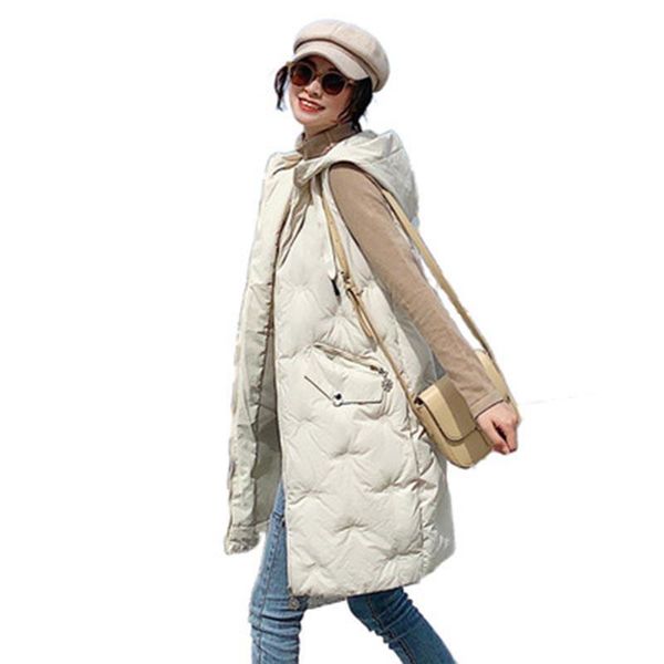 

women's vests korean fashion solid hooded zipper down cotton vest pockets plus size slim jackets women winter warm thick coats t509, Black;white
