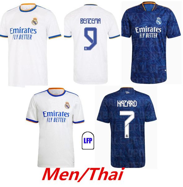 

s-4xl 21 22 real madrid home away jerseys soccer football shirts alaba hazard benzema asensio modric marcelo camiseta men + kids kit 2021 20, Black;yellow