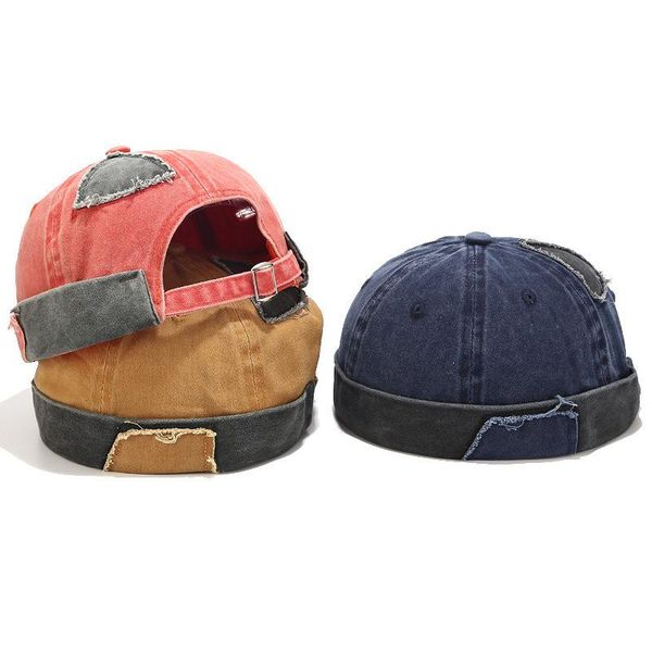 

beanies hats for women outdoor trendy brimless caps splicing hit color hat personality wild men beanie adjustable unisex