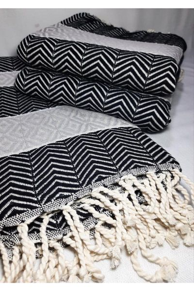 

towel 100x180 cm bath single solid color cotton big black standard