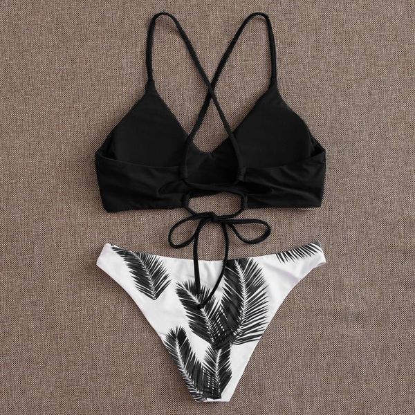 

women's swimwear women floral random print bikini set push-up swimsuit beachwear padded female 2021 summer, White;black