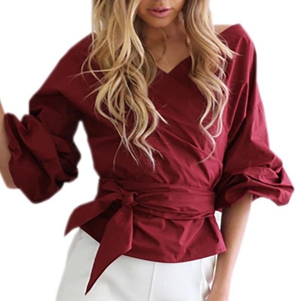 

festivals classics comfort elegance fall love autumn women off shoulder v-neck cool puff sleeve blouses 90s women's & shirts, White