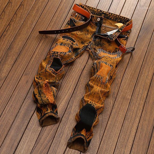 

men's jeans men ripped personality old straight denim retro trendy pants long fashion brand high-quality plus size dropship, Blue