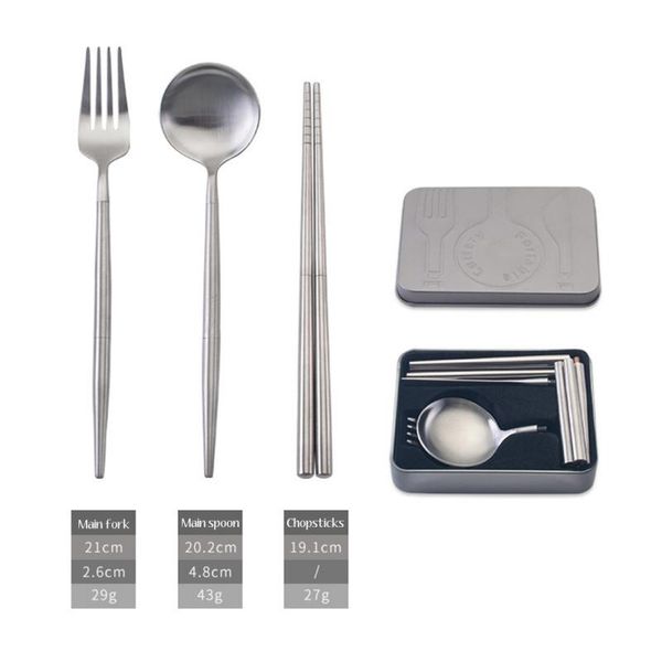 

disposable dinnerware reusable collapsible pocket size compact cutlery stainless steel fork spoon slice kit with case for work outdoor trave