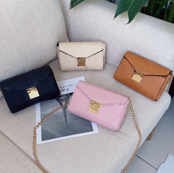

designer girls pricness handbags fashion children letter cartoon printed pu casual one shoulder bags women chain crossbody messenger bag cut, Black