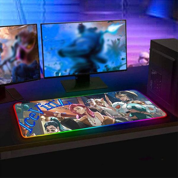 

mouse pads & wrist rests maigerui rgb led anime girl large locking edge gaming glow mousepad rubber bass keyboard desk mat game xxl for
