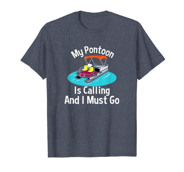 

my pontoon is calling and i must go funny boat party shirt, White;black