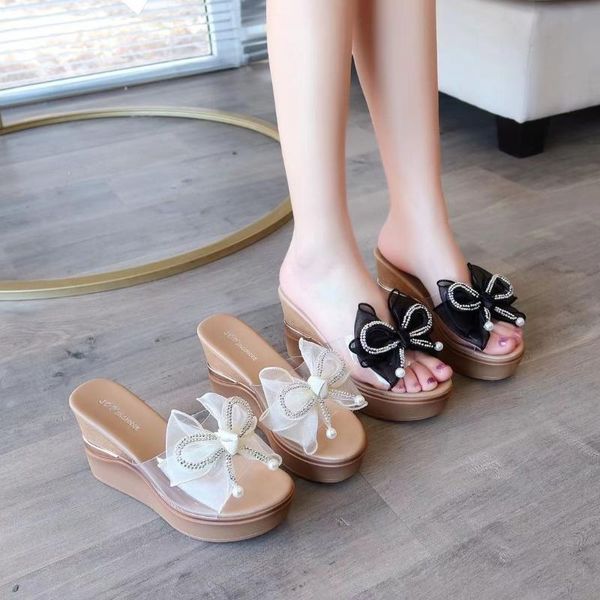 

slippers shoes flat slides butterfly-knot low on a wedge transparent heel beige heeled sandals jelly flip flops black glitter fa