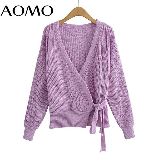 

women's knits & tees aomo women elegant cardigan cross bow vintage jumper 2021 knitted zl10a, White