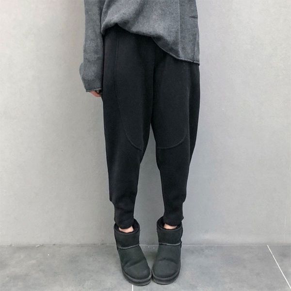 

capris autumn autumn, korea women's fashions thicken elastic waistline loose all combined casual harem pants plus size v129, Black;white