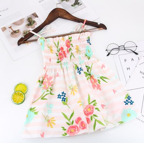 

girl's dresses kids girls summer sleeveless vestidos a-line print flowers cotton children clothes baby girl princess dress 2021, Red;yellow