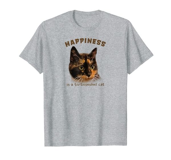 

cute, calico cat t-shirt - happiness is a tortoiseshell cat, White;black