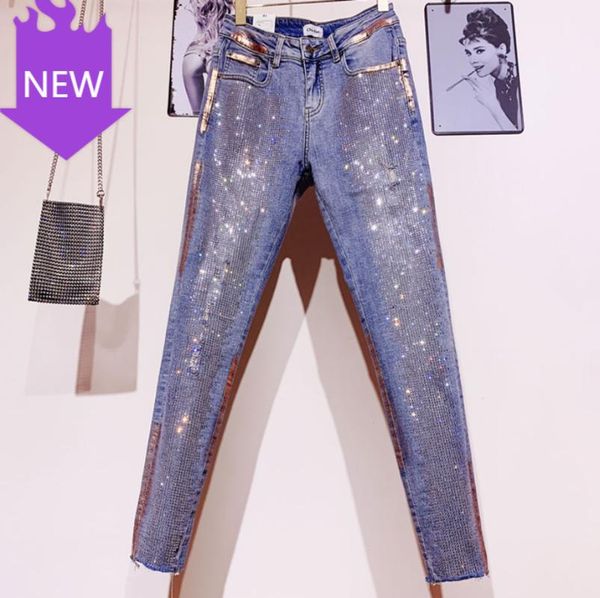 

feet jeans women high waist skinny pencil plus size 2021 spring autumn fashion color diamond women's, Blue