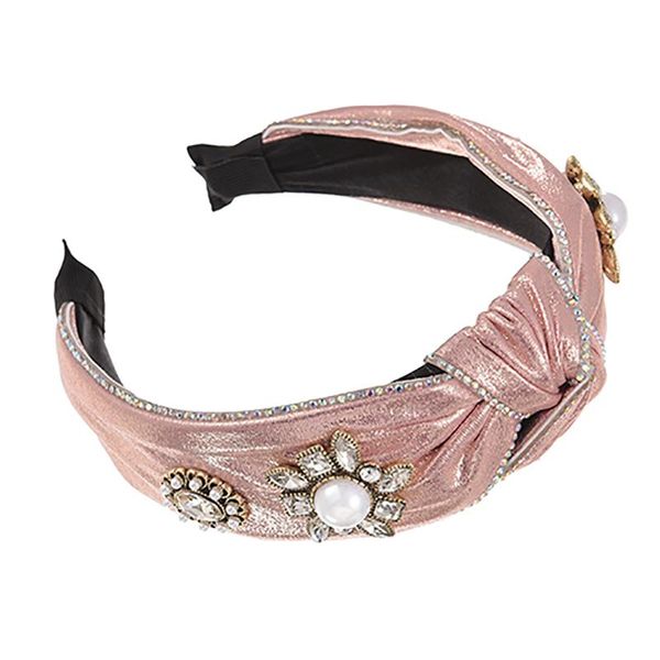 

hair accessories zhini 2021 fashion pink color knotted headbands for women personalized diy design pearl handmade jewelry