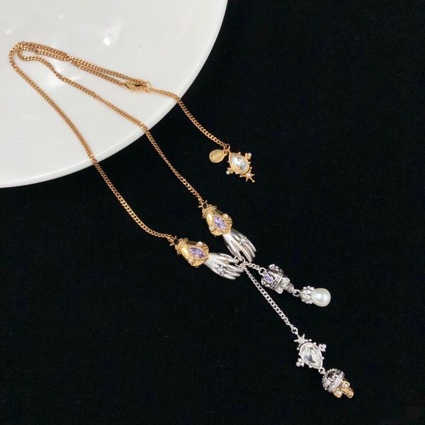 

[high-quality ]m mai kun antique bronze silver mosaic necklace counter-edition boutique sweater designer chain.