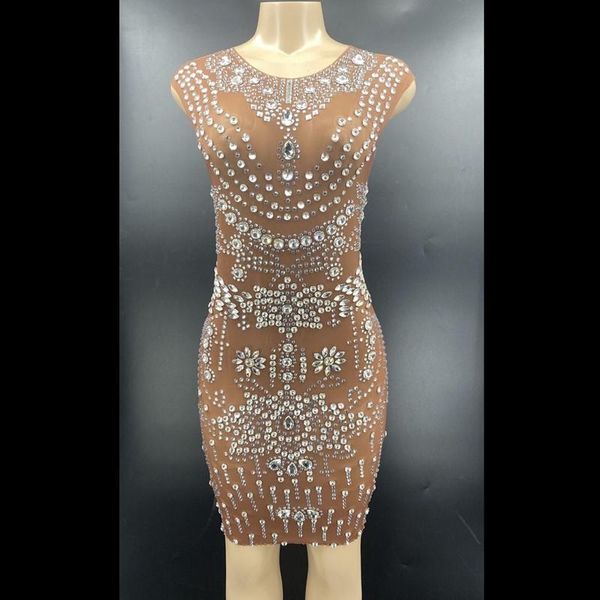 

stage wear flashing silver rhinestone short dress women dancer transparent evening birthday celebrate prom youdu, Black;red