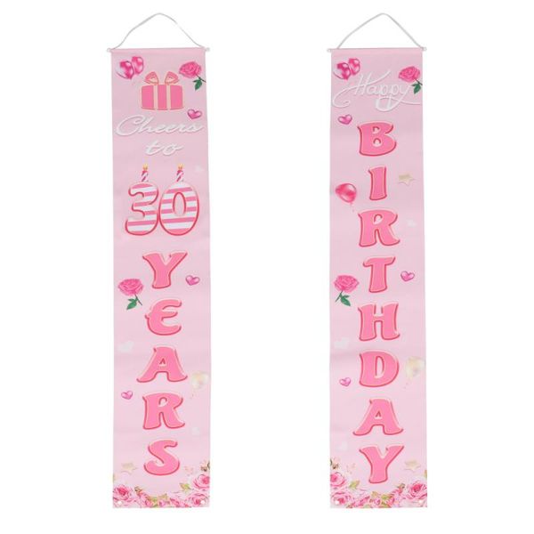 

1pair creative party hanging banner delicate printing door couplet for birthday curtain & drapes