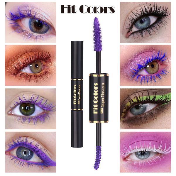 

fit colors colorful 2 in 1 4d silk fiber lash mascara waterproof volume double lengthening curling eye mascara makeup