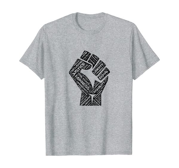

civil rights equality om justice fist tshirt blm power, White;black
