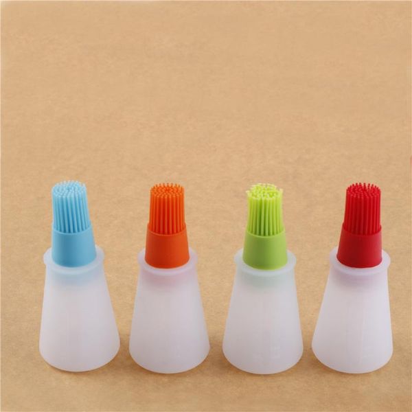 

4colors 12*5.5cm heat resisting silicone bbq cleaning basting oil brush barbecue cooking tool grill bottle brushes baking & pastry tools