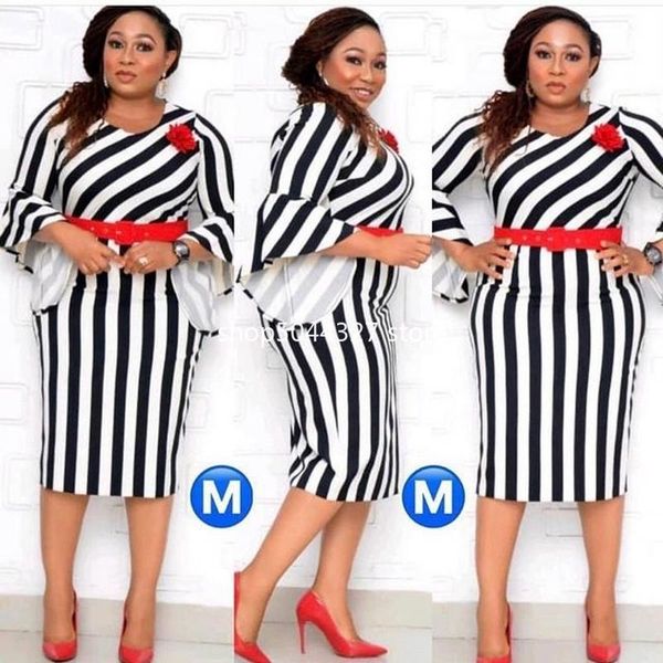 

spring autumn african dresses for women patchwork stripe dress clothes robe long sleeve ethnic clothing, Red