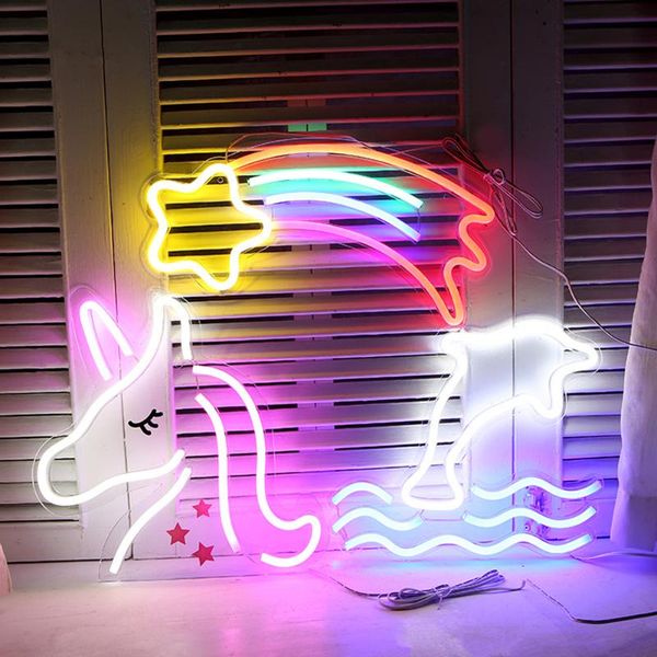 

night lights led neon sign usb powered party wall hanging light rose rainbow vibes for game room bedroom decoration