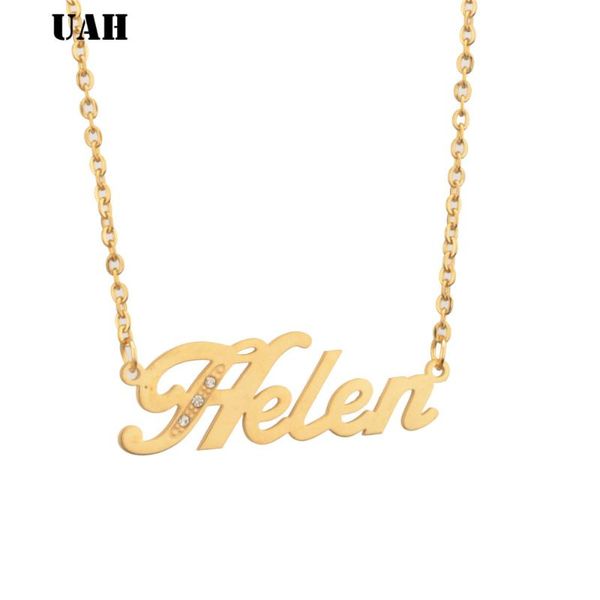

pendant necklaces uah helen name or customize letters for women gold fashion jewelry collares collier girlfriend gift, Silver