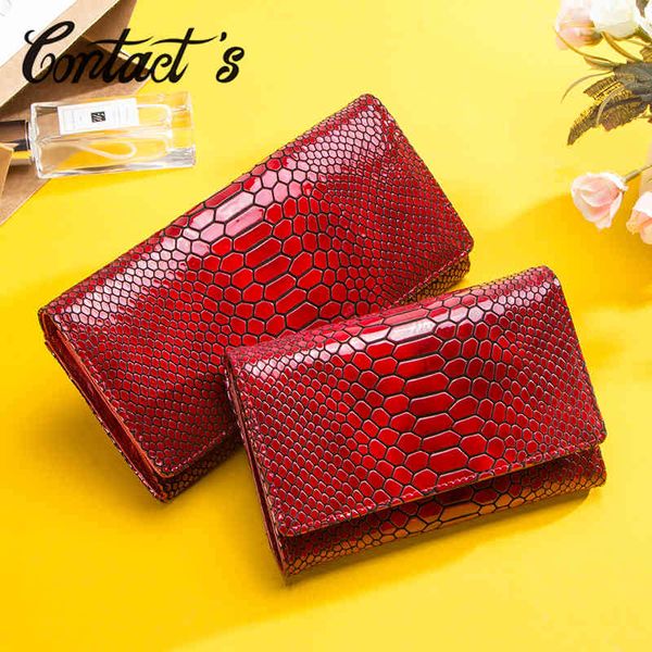 

wallets luxury brand women clutch genuine leather snake pattern print long coin purse female cell phone holder bag dollar price rjo7, Red;black