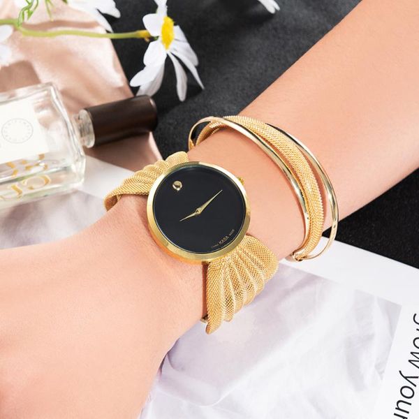

wristwatches 2pcs/set selling watches women and bracelet gift box set gold band big dial watch black white face simple fashion wristwatch, Slivery;brown