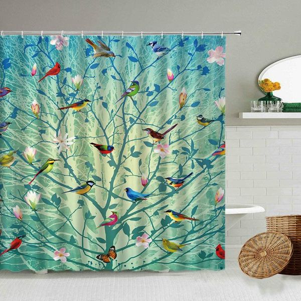 

shower curtains chinese hand painted flower bird curtain butterfly floral foliage design bathroom bathtub waterproof with hook