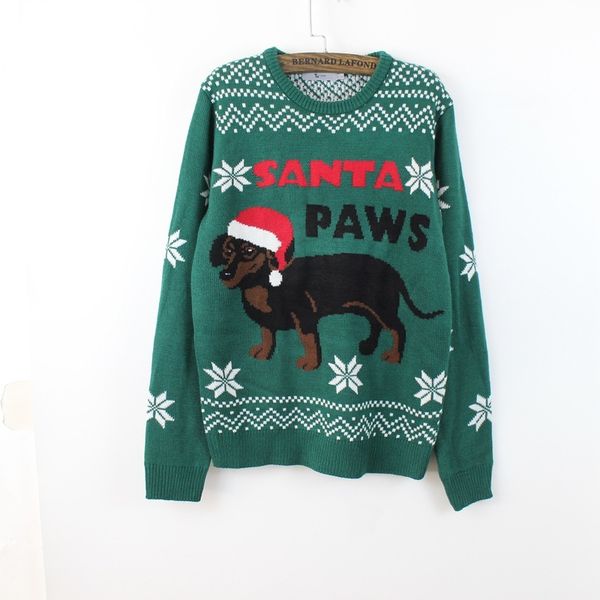 

fashion sweater round neck pullover men's green christmas, White;black